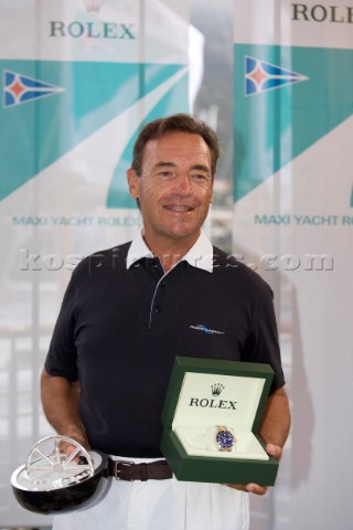 Porto Cervo 08 09 2006 Maxi Yacht Rolex Cup 2006 Prizegiving Lindsay Owen Jones Owner Magic Carpet