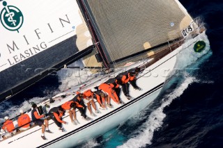 Porto Cervo, 13 09 2006. Rolex Swan Cup 2006. DSK Comfin. . The Rolex Swan Cup is the principal event in the swan yacht racing circuit. For Editorial Use only.