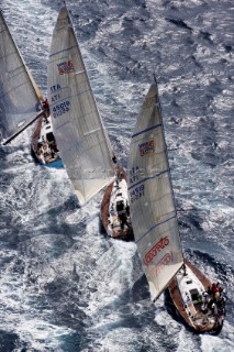 Porto Cervo,17 09 2006. Rolex Swan Cup 2006. Mintaka, Atlantica Racing, Goombay Smash. The Rolex Swan Cup is the principal event in the swan yacht racing circuit. For Editorial Use only.