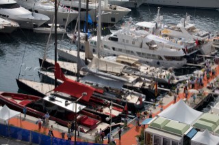 The Wally yacht fleet moored at the Monaco Yacht Show