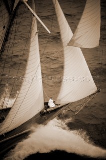Sepia effect pictures of classic yachts racing in St Tropez