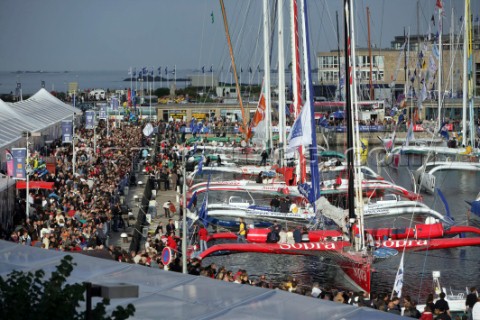 ST MALO FRANCE  OCTOBER 27th 2006 The Open 60 trimarans and monohull classes are watched by crowds o