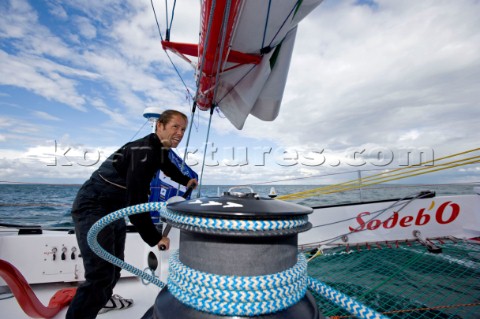 LA TRINITESURMER FRANCE  Skipper Thomas Coville FRA training for the Route du Rhum race onboard his 