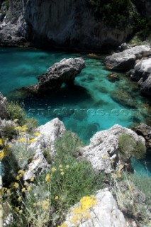 Capri - Italy -. View of secluded bay from the top
