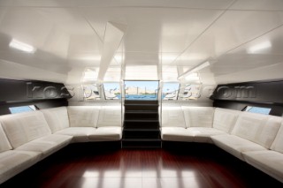 Main saloon and dining room onboard the new Wally 143 yacht Esense