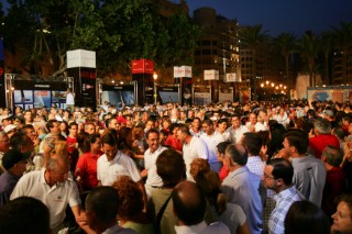 Night time party and fireworks for spectators in Valencia, Spain