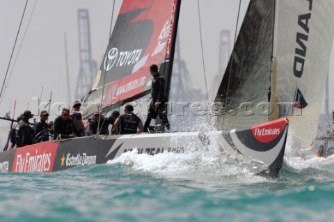 Emirates Team New Zealand front up for race one of the Louis Vuitton Act 13 with NZL84 342007