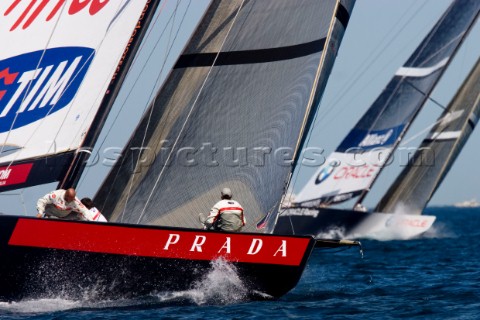 VALENCIA SPAIN  May 14th  Prada ITA racing against BMW Oracle USA during the first semi final match 