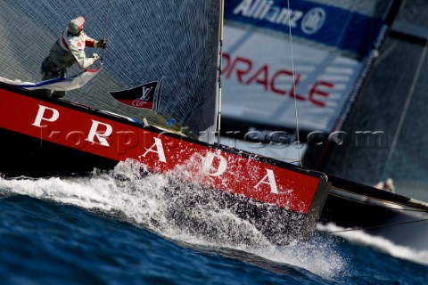 VALENCIA SPAIN  May 14th  Prada ITA racing against BMW Oracle USA during the first semi final match 