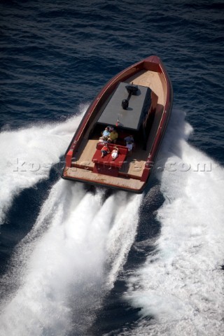 PALMA MAJORCA  JUNE 17TH  The motorised superyacht Wally Lunch Boat takes VIPs to watch the sailing 