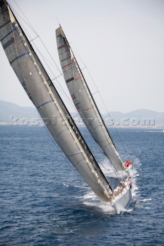 Alfa Romeo leads Wild Oats Fiftytwo of the worlds largest and most expensive sailing superyachts hav