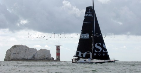 COWES ENGLAND  August 13th Alex Thompson and Andrew Cape on the Open 60 Hugo Boss UK Rolex Fastnet R