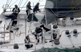 COWES, ENGLAND - August 13th: The crew of ICAP Leopard (UK)  Rolex Fastnet Race 2007
