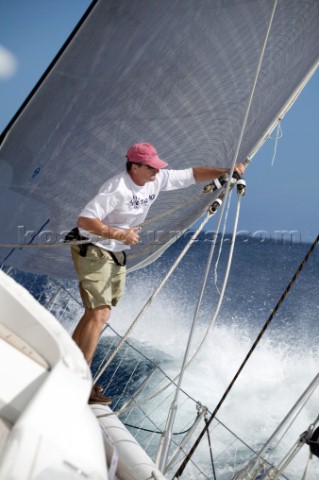 Sailing with crew onboard the Swan 100 maxi Virago built by Nautor  The Superyacht Cup 2007 Antigua 