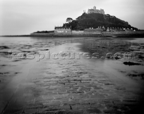 Summer dawn at St Michaels Mount with a flooding tide Here the movements of the View Camera have bee