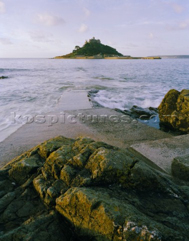 Soft Autumn light on the Mount and Gwelva ferry landing at Marazion