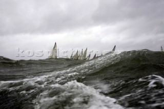 Fleet of yachts racing in a rough sea on Day 7 of the Rolex Commodores Cup 2008