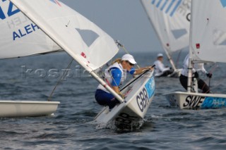 Penny Clark GBR winner Race 3 Laser Radial Class 2008 Olympics Qingdao lying 5th overall after 3 races