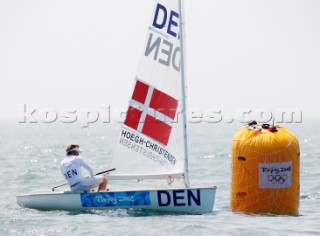 Qingdao, China, 20080809: 2008 OLYMPICS - first day of racing in the Olympic Sailing Event. Jonas Hoegh-Christensen (DEN) - Finn Class.  (no sale to Denmark)