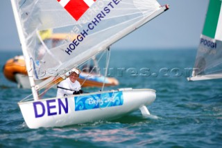 Qingdao, China, 20080810: 2008 OLYMPICS - second day of racing in the Olympic Sailing Event. Jonas Hoegh-Christensen (DEN) - Finn Class.   (no sale to Denmark)