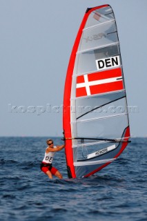 Qingdao, China, 20080815: 2008 OLYMPICS day 7 at the Olympic Sailing Regatta in Qingdao. RS:X ClassBettina Honore (DEN) (no sale to Denmark)
