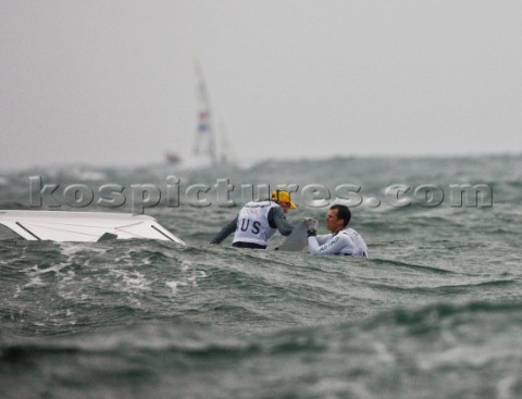 Qingdao China  20080817  Olympic Games 49er  Austria  Nico Delle Karth and Nikolaus Resch