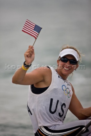 Qingdao China  20080819  Olympic Games GOLD MEDAL Laser Radial  USA  Anna Tunnicliffe