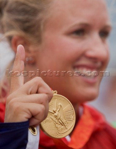 Qingdao China  20080819  Olympic Games GOLD MEDAL Laser Radial  USA  Anna Tunnicliffe