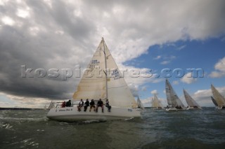 upwind race start J109 sailing Cowes Week Isle of Wight