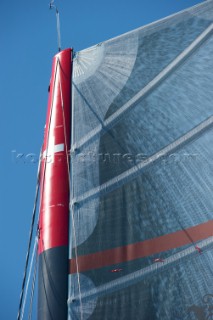FEBRUARY 12TH 2010, VALENCIA, SPAIN: Master of Alinghi 5 catamaran during the 1st match of the 33rd Americas Cup in Valencia, Spain.