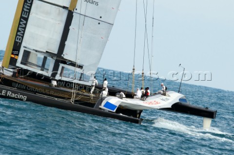 Race 2 BMW Oracle winning the 33rd Americas Cup in Valencia Spain