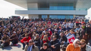 Valencia, 2/12/10. Alinghi5 33rd Americas Cup. Alinghi fans at the Foredeck building.  Editorial Use Only..