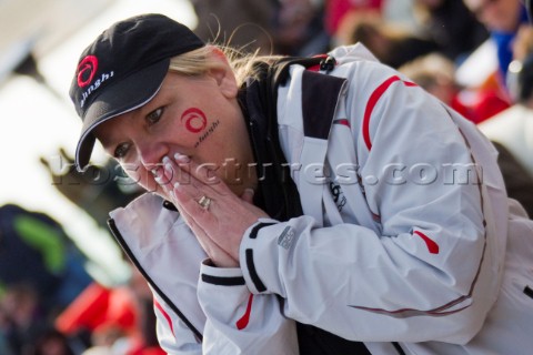 Valencia 21210 Alinghi5 33rd Americas Cup Alinghi fans at the Foredeck building  Editorial Use Only