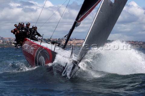 Emirates Team New Zealand approaching the top mark in race six Trophy of Portugal MedCup Regatta Cas
