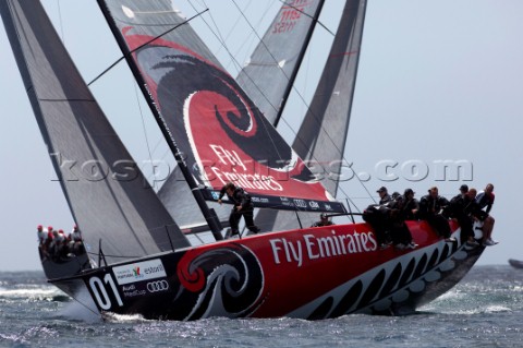 Emirates team New Zealand in the coastal race of the Trophy of Portugal Med Cup regatta Cascais Port