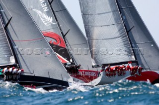 Emirates Team New Zealand start race nine of the Trophy of Portugal, Med Cup regatta. Cascais, Portugal. 16/5/2010