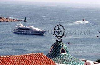 Superyacht at anchor in Porto Cervo, Sardinia