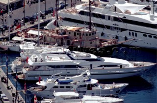 Superyachts moored in the port of Saint Tropez, France