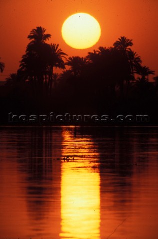 Sunset on the Nile Edfu  S Egypt