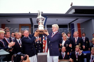 Buddy Melges and Bill Koch after winning the Americas Cup in 1992