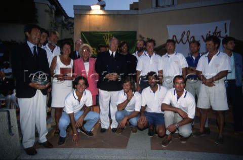 His Highness the Aga Khan presents Riccardo Bonedeo and the crew of his yacht Rrose Salavvy with the