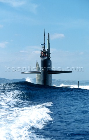 Maxi Yacht Rolex Cup 2001 Porto Cervo Sardinia American submarine possibly a Los Angeles class fast 