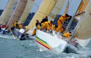Rolex Commodores Cup 1998. The Solent, Cowes, Isle of Wight, UK. Three boat teams from around the world compete for the coveted RORC trophy. The event is hosted by the Royal Yacht Squadron.