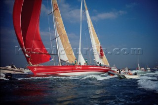 The maxi ketch Steinlager II skippered by Peter Blake racing in the Whitbread Round the World Race now known as the Volvo Ocean Race