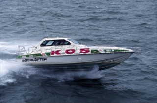Kos Interceptor powerboat at speed