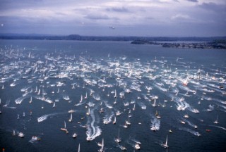 Fleet racing during the Whitbread Round the World Race 1986 (now known as the Volvo Ocean Race)