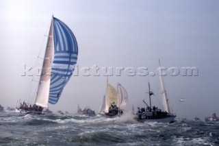 Spectators during the Whitbread Round the World Race 1986 (now known as the Volvo Ocean Race)