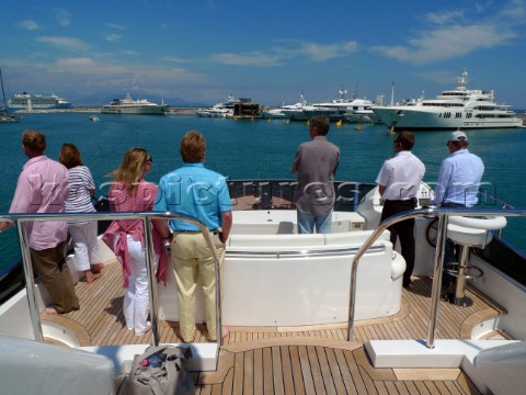 Owner helms superyacht with guests onboard in the Mediterranean