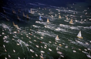 Fleet start of the Whitbread Round the World Race 1989 / 1990 in the Solent