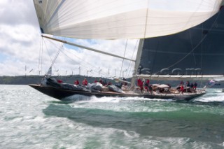 J-Class yacht Velsheda. Classic yachts racing in The Solent